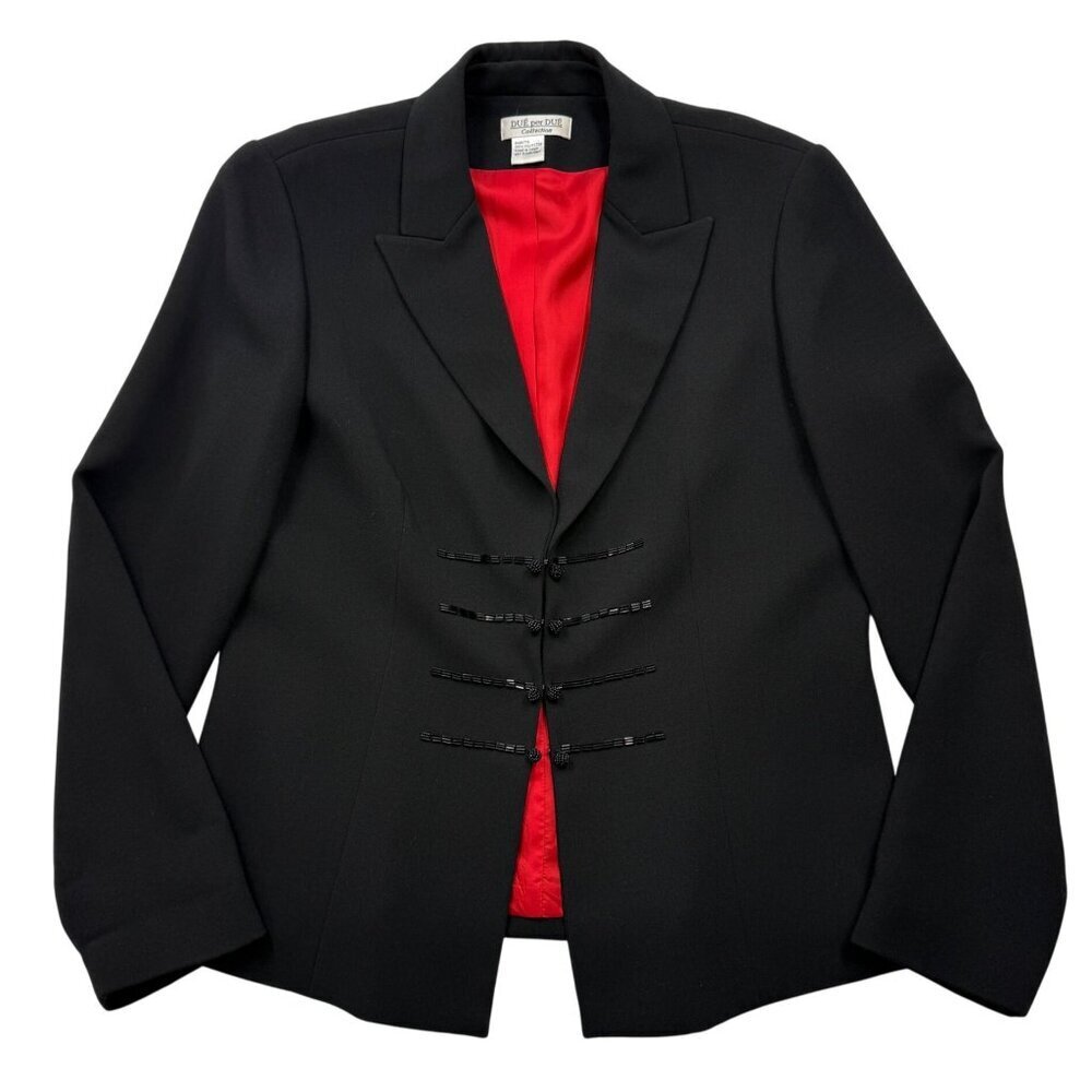 Vintage Due per Due Blazer Military Style Asian Career Event Black Womens 12‎